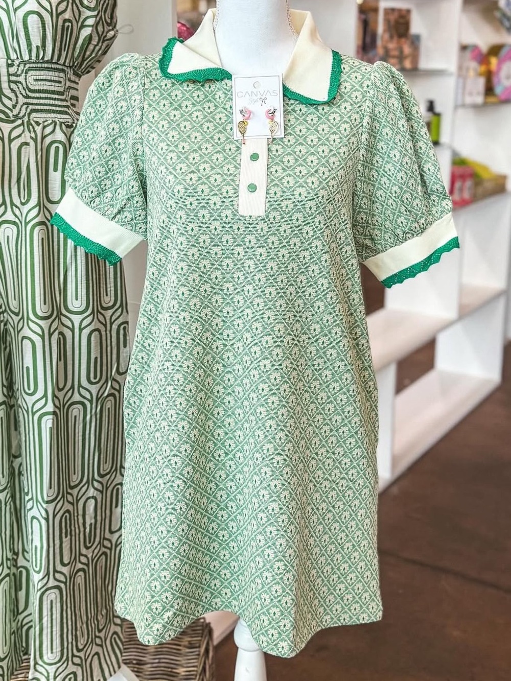 Win It Green Textured Shift